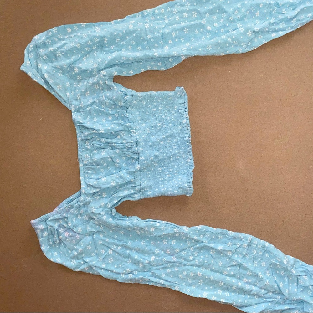 PacSun Light Blue Floral Crop